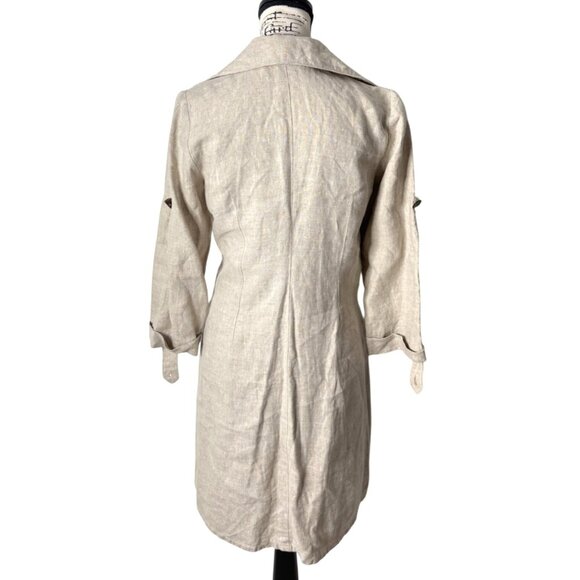 Olga Lucia Cortes Women Shirt Dress Button-Up Roll Tab Sleeve Linen Beige Size S - Picture 3 of 6
